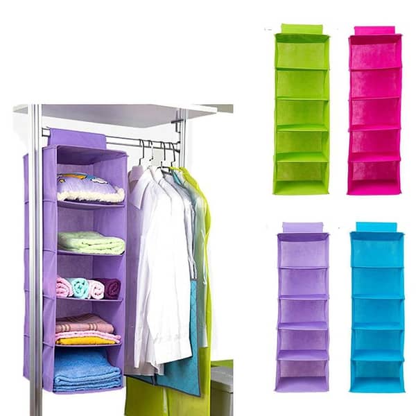 Hanging Closet Organizer Storage Bag with 5 Layers for Clothes and Small Items