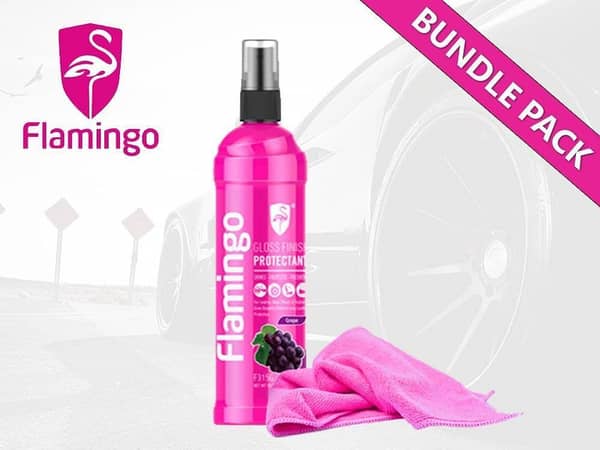 Flamingo Gloss Finish Protectant & Microfiber Cloth Bundle - 315ml - Grapes
