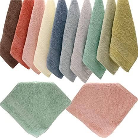 Set of 6 Multicolor Cotton Hand Towels - 11" x 11" Face Towels