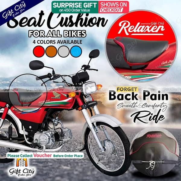 Gift City Red and Black Waterproof Universal Bike Seat Cushion and Motorcycle Cover