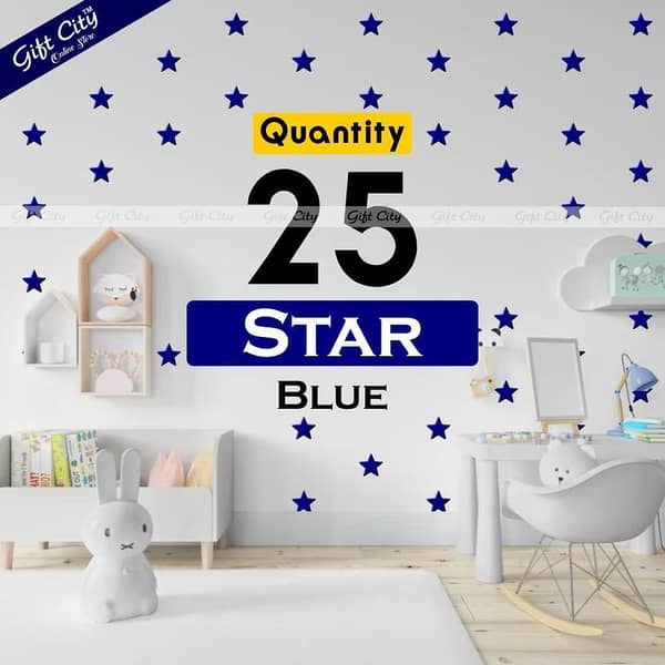 Gift City Blue Star Shaped Dots Wall Stickers for DIY Home Decor in Bedrooms and Living Rooms - Self-Adhesive and Multicolored, Suitable for Kids' Rooms