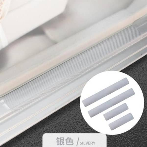 4PCS Car Stickers Universal Anti Scratch Carbon Fiber 60cm x 6.7cm Silver