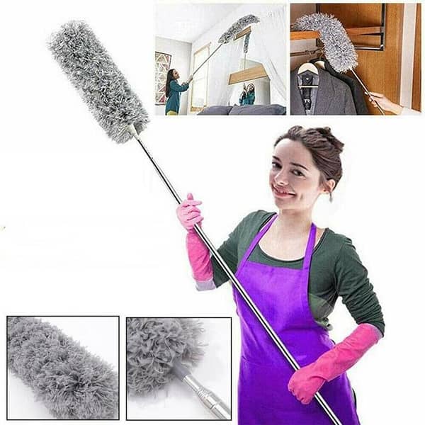 Online Karachi Microfiber Duster Extendable with 2m Extra Long Handle, Hand Duster, Bendable Head and Chenille Head, Washable Feather Dusters for Cleaning Cobwebs Ceilings Fans Cars