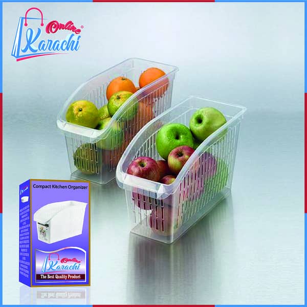 Online Karachi - Compact Kitchen Organizer- Plastic basket- Fruits Vegetable Storage- Large Tray- Kitchen Organizer- Fridge Organizer- Gondol- Imported- k. 527