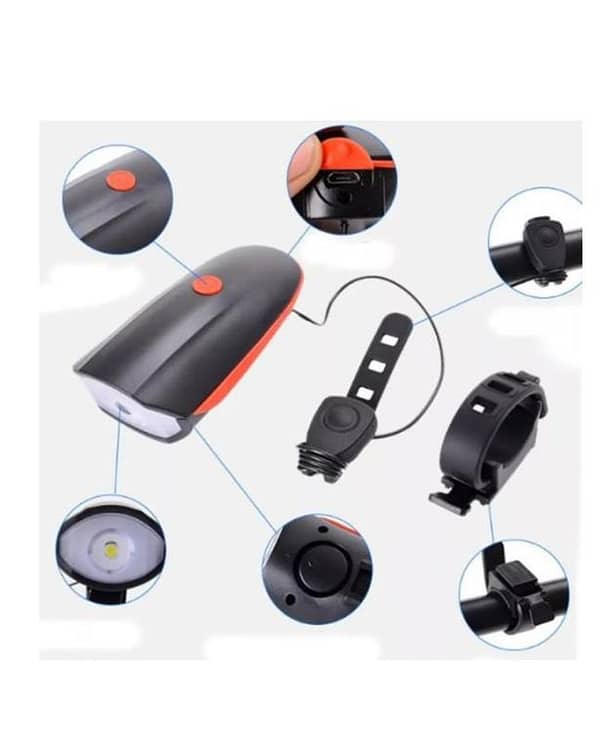 Led Bike Headlight Battery Powered High Bright 250 Lumens Cycling Bicycle Front Light Headlamp Night Light Torch With Bell Horn