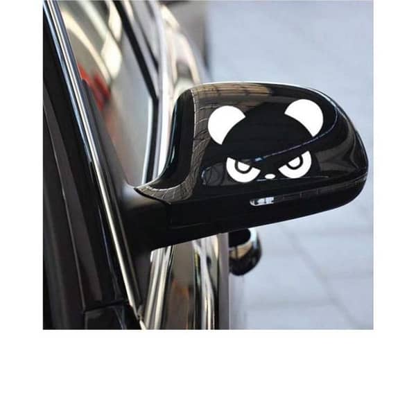 2-Pack Cartoon Angry Panda Rear View Mirror Stickers for Cars