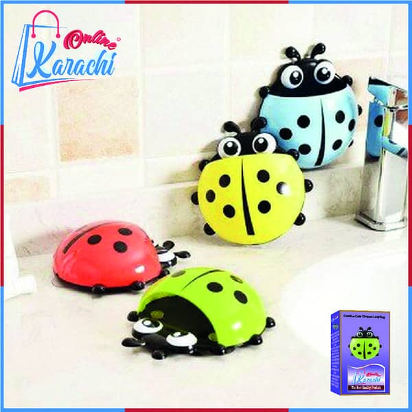 Online Karachi - Creative Cute Cartoon Ladybug Kids Wall Suction Cup Mount Toothbrush Toothpaste