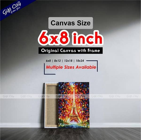 Gift City Paris Eiffel Tower Lighted Palette Knife Oil Painting on Canvas for Home Decor - Multiple Sizes Available