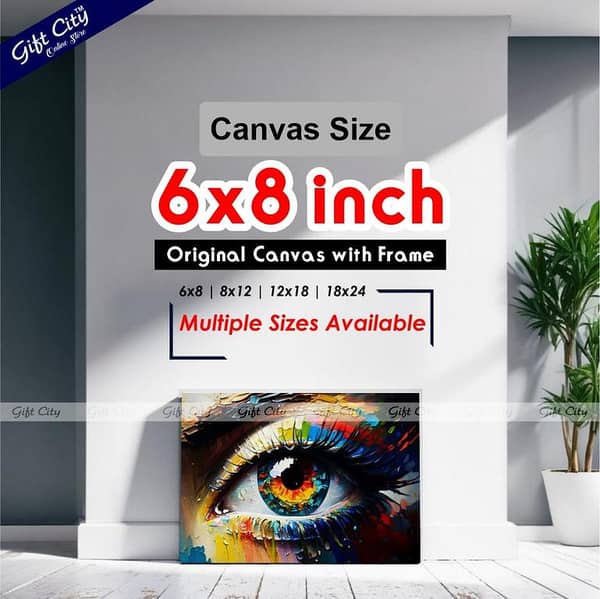 Gift City Conceptual Abstract Eye Artwork in Vibrant Colors - UV Printed Oil on Canvas