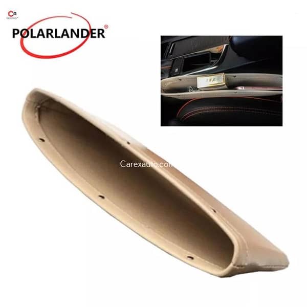 1 Pc PU Leather Car Seat Gap Storage Organizer - Beige