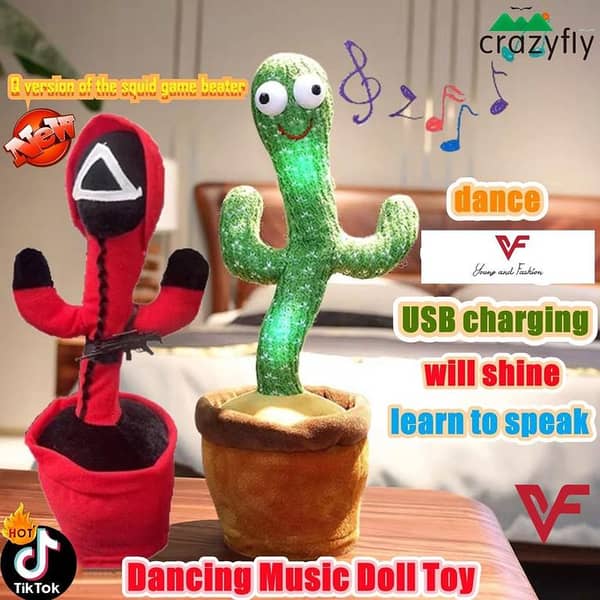 Shaking Cactus Plush Toy with 120 Songs - Dancing and Singing for Kids' Playtime and Home Decoration