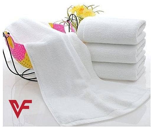 Set of 2 Classic White Cotton Terry Hand Towels, Double Pile, 50 x 90 cm, 900GSM, Export Grade