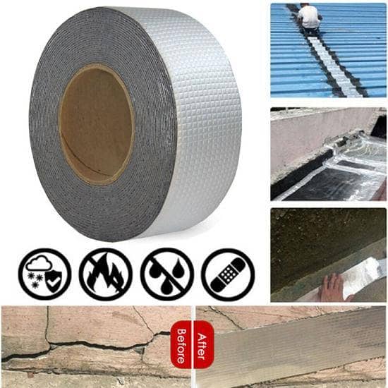 Aluminum Foil Super Fix Adhesive Butyl Strong Waterproof Tape Size 50mm x 1.5 Meter