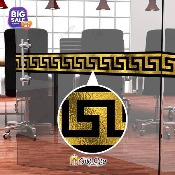 Golden Foil Pani Tile Border Stickers by Gift City - Self-Adhesive Decorative Wall Stickers, 24x7 cm for Kitchen and Bathroom