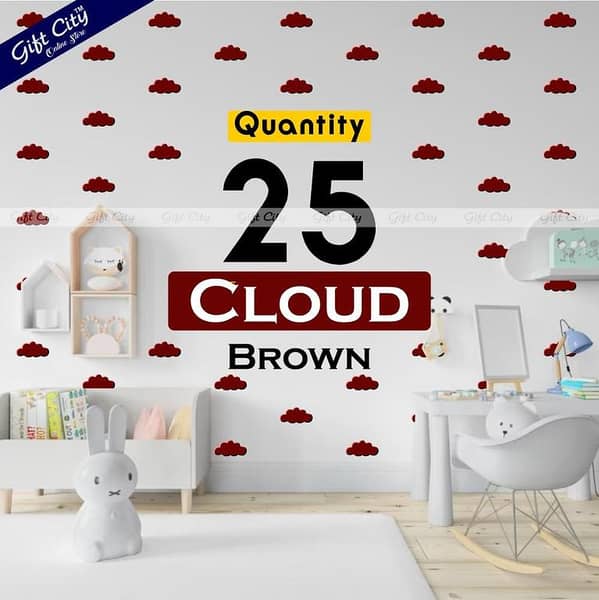 Brown Cloud Shaped Dots Wall Stickers from Gift City | DIY Home Décor for Kids' Bedrooms and Living Rooms | Available in Various Colors