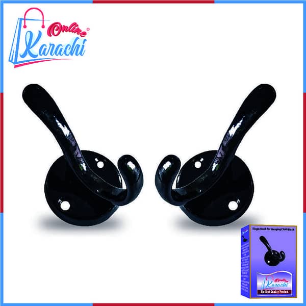 Online Karachi - Single Hook For Hanging Cloth Black With Screws