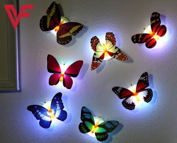 PACK of 5 - Color Changing Glow In The Dark Led Butterflies For Kids Room