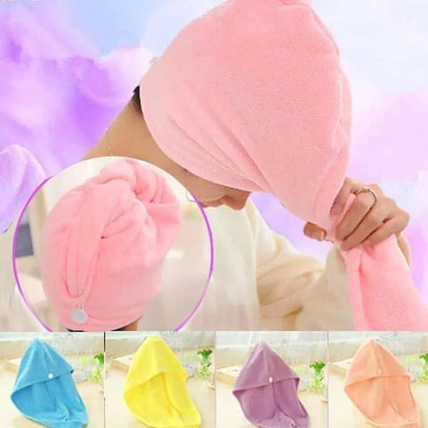 AL HIRAH Quick Dry Microfiber Bath Hair Drying Towel and Head Wrap Cap