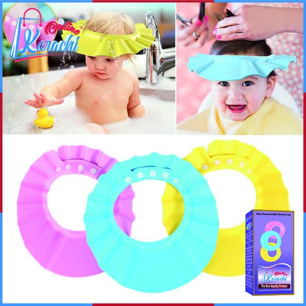Online Karachi - New Cute Adjustable Baby Shampoo Bath Shower Cap With Ear Protection Waterproof toddler Sun Protection Hat for Washing Hair Visors For Both Baby Girl And Baby Boy