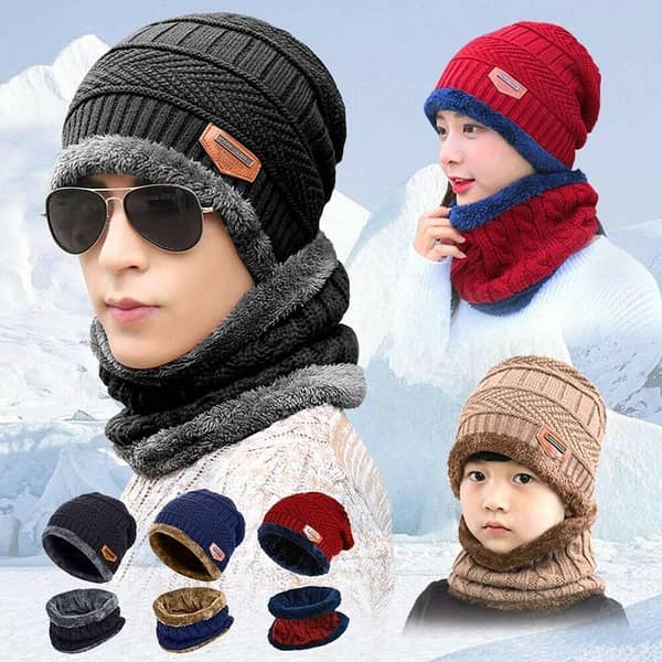 Online Karachi - 2-Piece Beanie Set: Cap and Neck Warmer