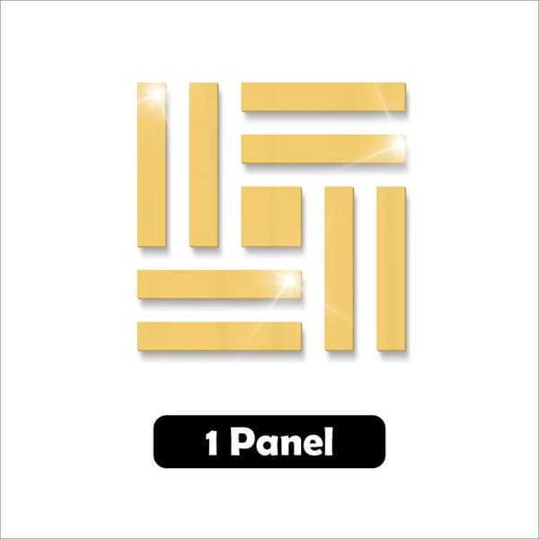 Gift City Golden LINES 3D Acrylic Mirror Wall Panels for Living Room, Bedroom, and Bathroom