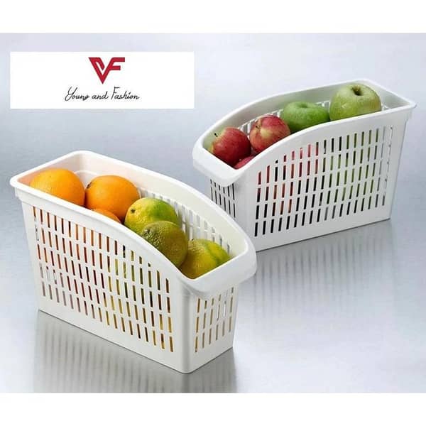Plastic Basket for Fruits and Vegetables - Big Size Kitchen and Fridge Organizer
