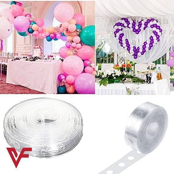 Set of 2 Balloon Decorating Strips - 5M 25Ft Chain Link for Balloon Arches with Precut Holes for Weddings and Birthdays