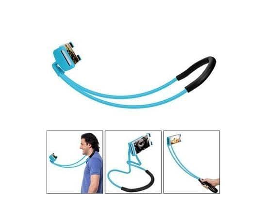 Lazy Bendable Flexible Hang Neck Phone Holder 360 Degree Rotation Mobile Stand - Blue