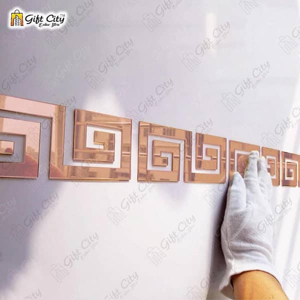 Gift City Rose Gold Mirror Tile Stickers with Acrylic Border - Self-Adhesive Wall Art (5/10/20/40/80 Pcs, 60x60mm) for DIY Home Decoration