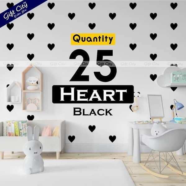 Gift City Black Heart Shaped Dots Wall Decals | Self-Adhesive DIY Decor for Bedrooms and Living Rooms | Available in Various Colors