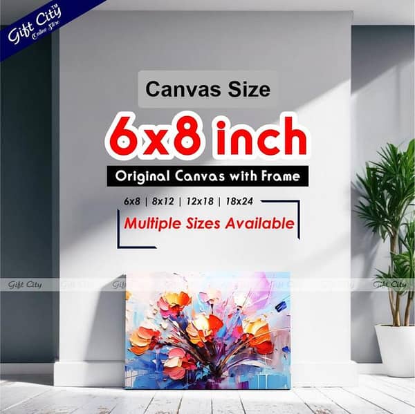 Gift City Oil Painting Canvas - Modern Abstract Floral Art with Golden Brushstrokes for Wall Decor and More