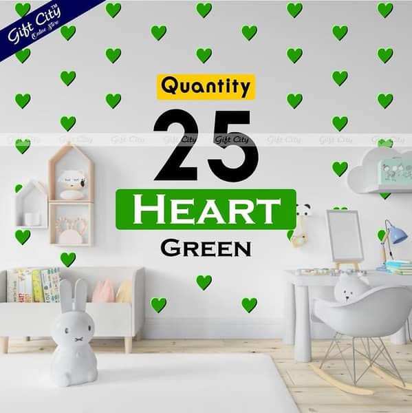 Gift City Green Heart Shaped Dots Wall Decals - DIY Self-Adhesive Decor for Bedrooms and Living Rooms in Various Colors