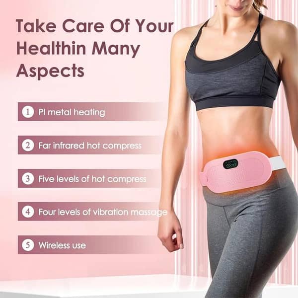 Electric Period Abdominal Cramp Massager Heating Vibrating Belt Menstrual Belly Colic Waist Stomach Warm Palace Belt