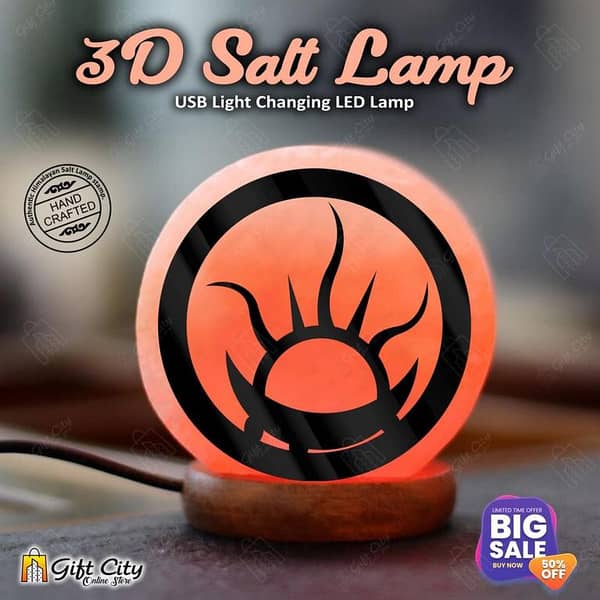 Sunlight USB Himalayan Salt Lamp with 7 Color Changing 3D Acrylic Sheet - Home Decor Night Light for Asthma and Allergy Relief - SLP