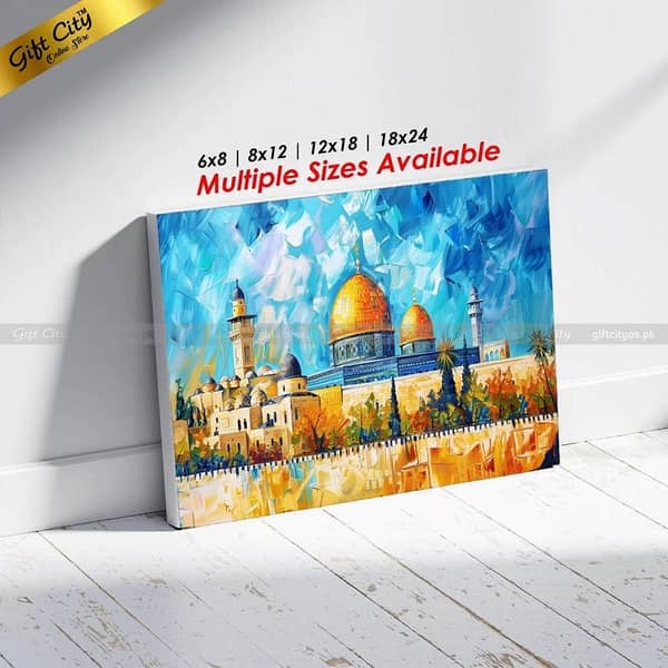UV Printed Oil Painting Canvas | Dome of the Rock Islamic Wall Art | High-Quality Artwork for Home & Office Decor | Multiple Sizes Available