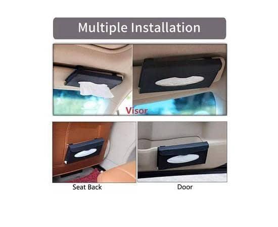 Car Tissue Box Visor Type PU Leather Car Tissue Box Napkin Holder Car Tissue Holder Car Seat Box Black
