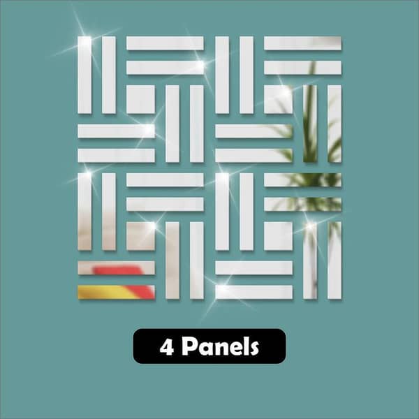 Silver LINES Acrylic 3D Mirror Wall Panels by Gift City for Your Living Room, Bedroom, and Bathroom
