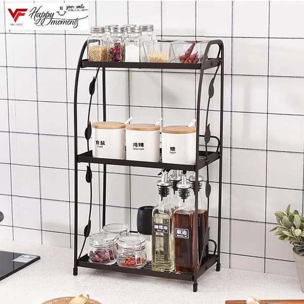 3-Tier Metal Spice Rack Organizer for Kitchen, Bathroom, Makeup, and Office - Folding Storage Shelf