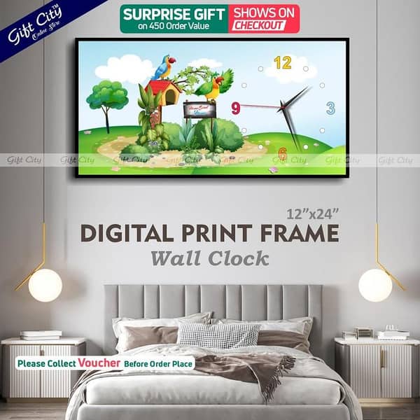 Gift City Wooden Digital Printed Wall Clock - A Stylish Addition to Your Home Décor