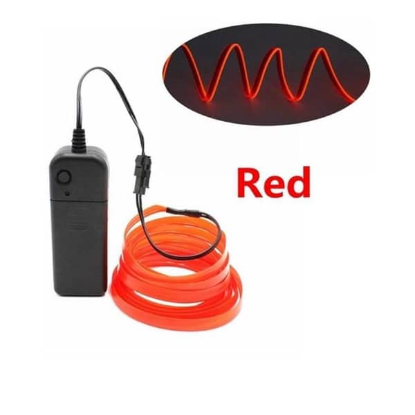 15ft EL Wire Sewing Edge Flexible Neon Lamp Rope Tube Cable LED Strip Glow String Light For Car Decoration - Red