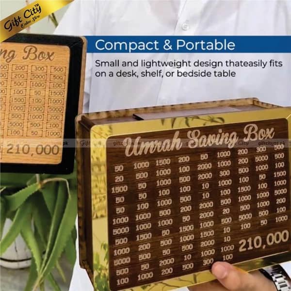 GIFT CITY – Umrah Saving Box Premium MDF Wood for Your Blessed Journey
