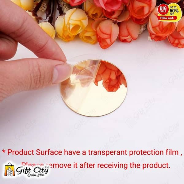 Gift City Round Golden Acrylic Waterproof DIY Wall Mirror Stickers for Home Decor