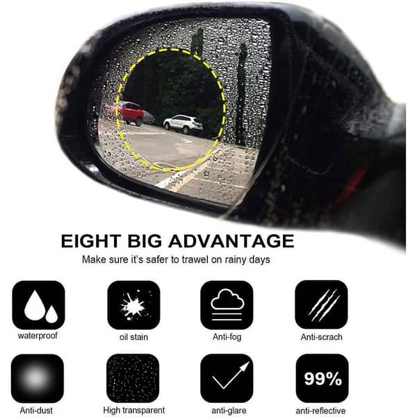 2 Pack Round Car Rearview Mirror Protective Film Waterproof Rainproof Clear Protective Film