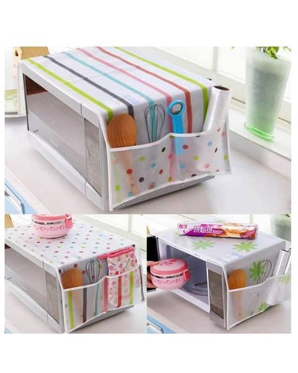 Microwave Dust Cover Waterproof Double Pocket Storage Bag Microwave Oven Cover