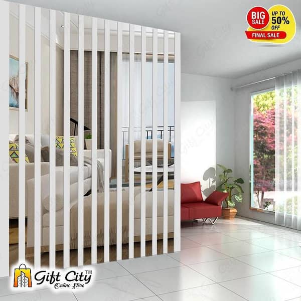 DIY Silver Mirror Strips by Gift City for Home Decoration with Self-Adhesive Double Tape