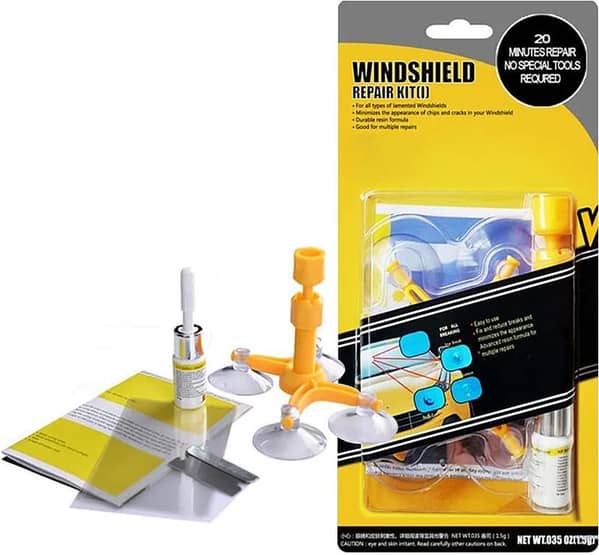 Windshield Repair Kit, Windscreen Repair Kit, Glass Repair Kit, Windscreen Chip Repair Kit with Repair Resin for Repairing Windshield Crack Chips as Bulls-Eye,Spider Web,Star-Shaped,Half-Moon
