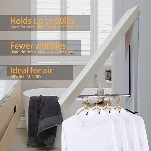 Iron Wall-Mounted Folding Clothes Hanger Rack - Retractable Clothes Drying Organizer and Space Saver