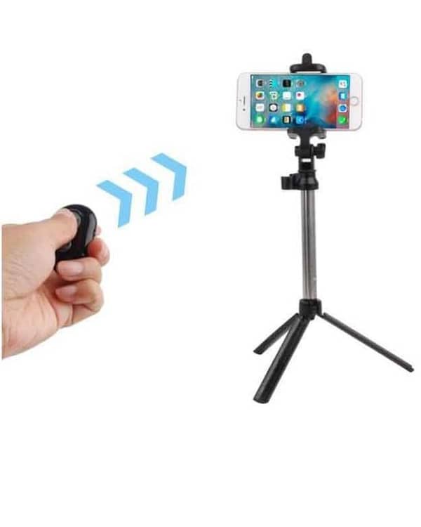 Bluetooth Remote Shutter Tripod Selfie Stick for iOS and Android - Black