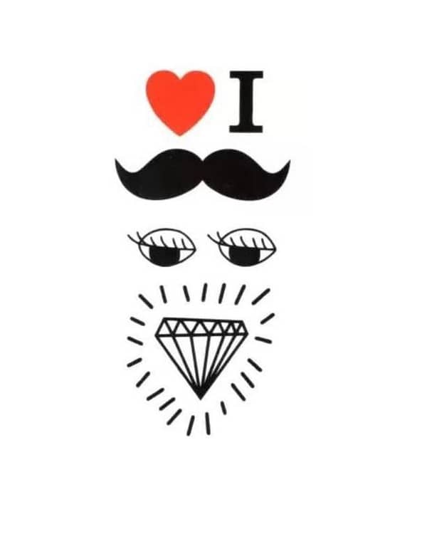I Love Mustache Temp Body Temporary Tattoo