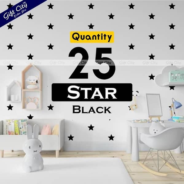 Black Star Shaped Dots Wall Stickers by Gift City | DIY Home Decor for Bedrooms & Living Rooms | Self-Adhesive | Multiple Colors